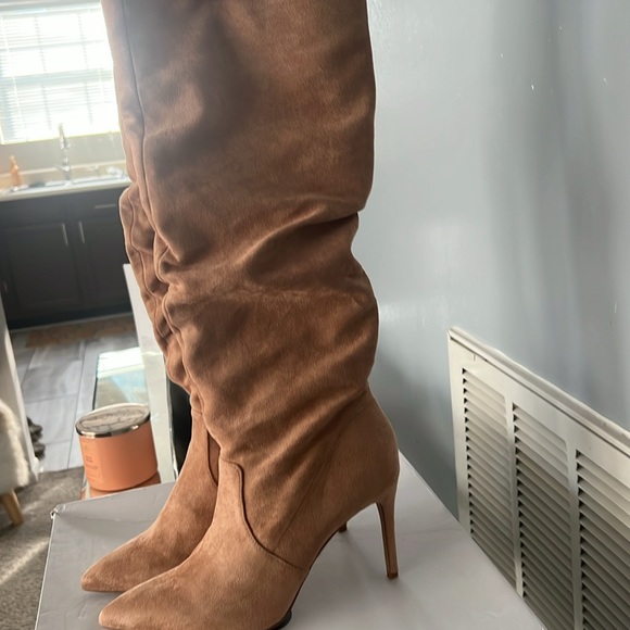 Aldo Calf Heel Boot Suede Tan Excellent Condition $60 - Picture 2 of 4